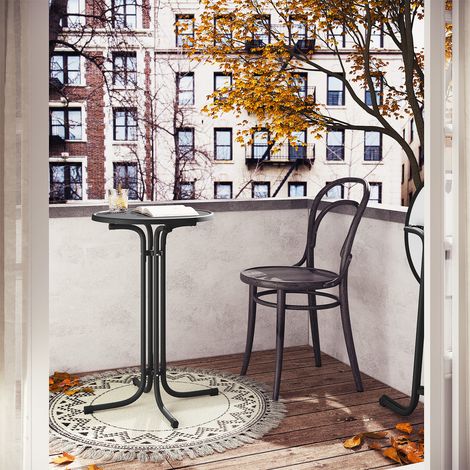 WOLTU Klappbarer Stehtisch, Bartisch rund, Bistrotisch Ø 70 cm, Klapptisch Partytisch wetterfest, Hochtisch 110 cm, Gartentisch Indoor Outdoor, für Garten Party Hochzeit, Metallrohre, Schwarz (1/5)
