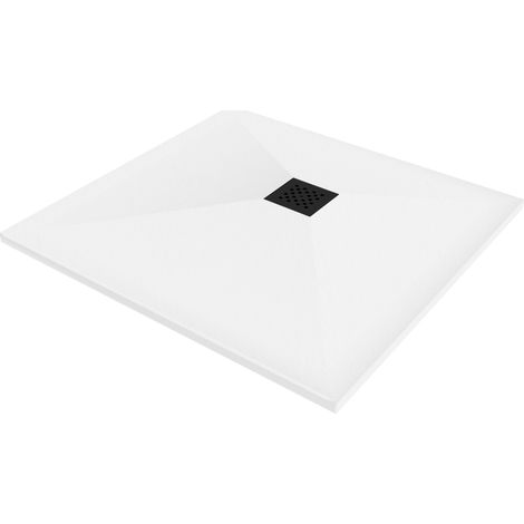Mexen Stone+ receveur de douche en composite carré 100 x 100 cm, blanc, cache noir - 44101010-B (1/5)