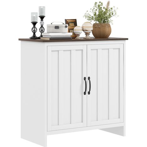 Credenza Cucina Moderna a 2 Ante con Ripiano Regolabile in Legno, 80x39.7x80cm, Bianco