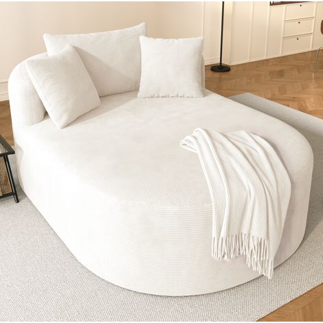 Sillón relax ovalado de pana beige claro 170x112,5x83 cm sin montaje - CHICFURN (1/5)