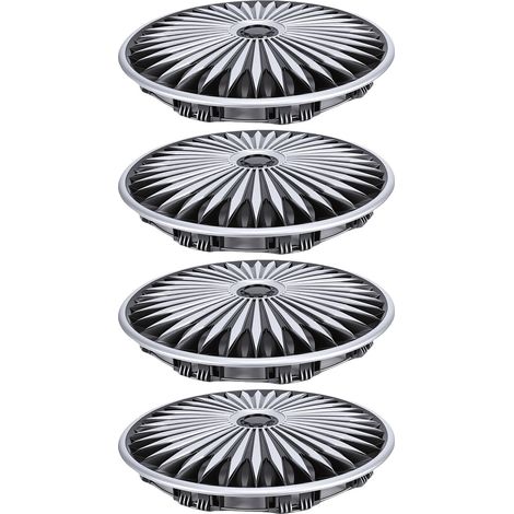 4 pièces R14 enjoliveurs 14 pouces ABS élégant couvercle de jante enjoliveur de remplacement pour Ford Fiesta Escort argent noir. (1/4)