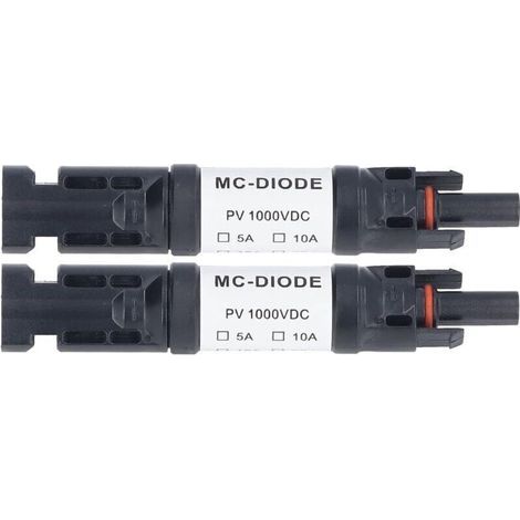 MC-D 2er-Pack Solar-PV-Steckverbinder 1000V mit integrierter Verpolungsschutzdiode, IP68 wasserdicht für Solarmodulanschluss (20A) (1/5)