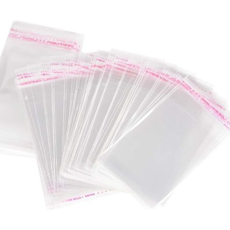 Pack of 100 clear plastic bags 10x15cm – Self-adhesive for candy, cookies, chocolates, jewelry – High transparency, odorless – 100pcs (1/5)