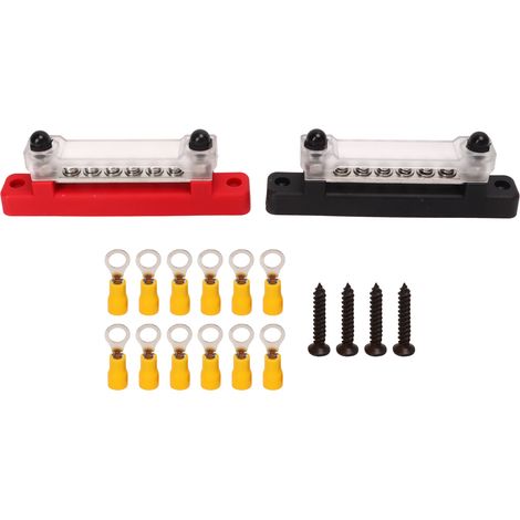 Morsettiera per sbarra collettiva, sbarra collettiva a 6 terminali da 48 V, 150 A, blocco di distribuzione a 2 pin con 12 terminali per auto, camper, barca.