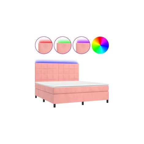 Sommier à lattes de lit matelas et LED Rose 160x200 Velours (1/5)