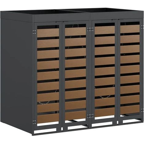 Meuble de rangement à roulettes pour deux poubelles, couleur anthracite (1/5)