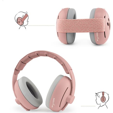 Cuffie Antirumore per Neonati 0-4 Anni Riduzione 25dB Rosa