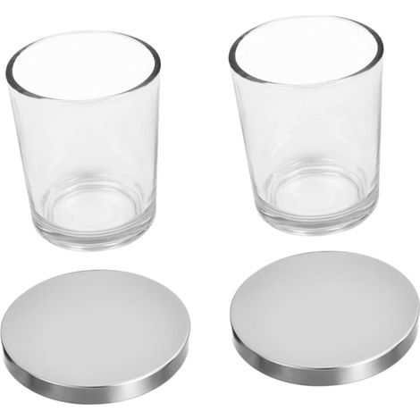 2pièces Pot à Bougie Verre Transparent Récipient Pour Fabrication De Bougies Coupe à Bougie Vide Avec Couvercle (1/5)