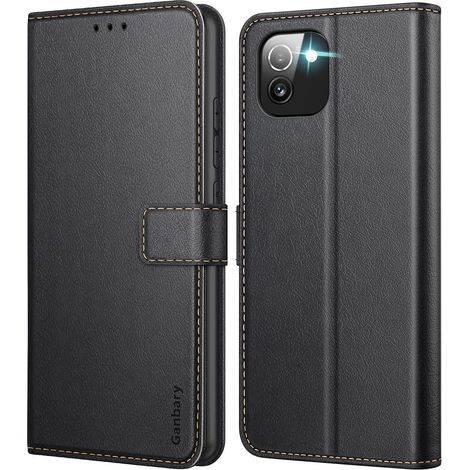 Schwarze Leder Handyhülle für Samsung Galaxy A03 mit Kartenschlitzen (1/5)