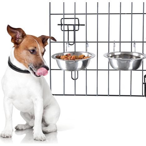 Lot de 2 gamelles en Acier Inoxydable pour Chien à Suspendre à la Cage, Niche et Grillage, pour Nourriture et Eau, 590 ML chacune, passent au Lave-Vaisselle (1/5)