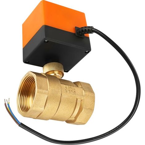 Vanne motorisée en laiton DN40 G1-1/2", 2 voies 3 fils, pour commande électrique 220V AC