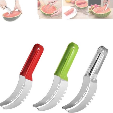 Cortador de sandía, Cortador de sandía, Cortador de sandía, 3 piezas, Cortador de melón y ensalada de frutas, Acero inoxidable (1/5)