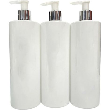 Set of 3 refillable 500ml PET pump bottles – Leak-proof empty dispenser for shampoo, lotion, shower gel and soap – Reusable travel containers for bathroom and kitchen (1/5)