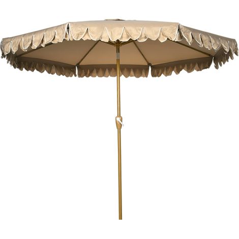 Ombrellone da Giardino Inclinabile a 8 Stecche con Manovella e Prese d'Aria, 2.7x2.4 m, Cachi
