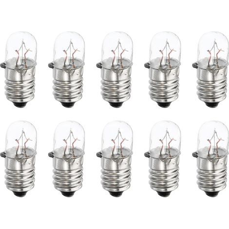 10 E10 24V 3W Warm Yellow Mini Bulbs with Glass and Metal Bases for Instrumentation and Signaling (1/5)