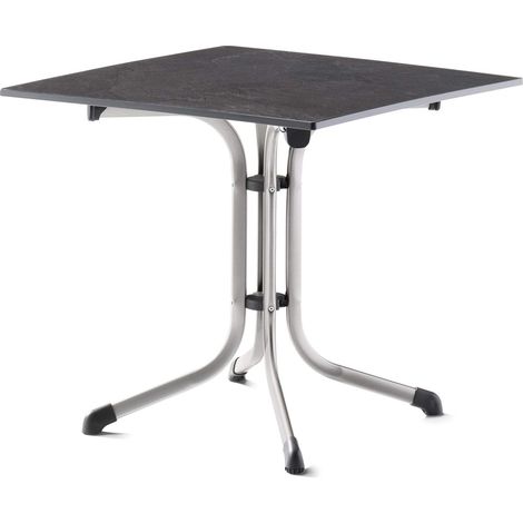 Table Pliante avec Plateau vivodur/Structure en Acier Graphite/Ardoise Anthracite 80 x 80 cm (1/5)