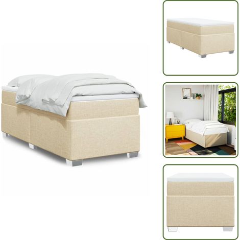 Boxspringbett mit Matratze Creme 80x200 cm Stoff - Boxspringbett - Betten - Schlafen - Cremefarbenes Bett - Doppelbett (1/5)