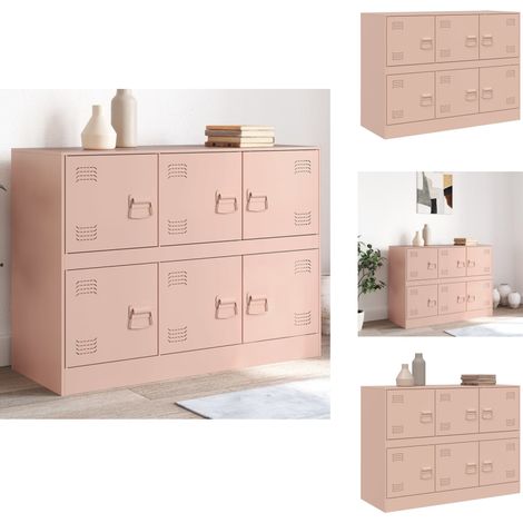 Buffet rose 99x39x73 cm acier - Buffet Rose - Meuble Rangement - Armoire Entrée - Commode Salon - Meuble Acier (1/5)