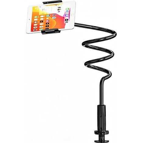 Supporto per telefono a collo d'oca – Braccio flessibile a 360° con clip di montaggio per tablet e telefoni (nero, 80 cm) (1/5)