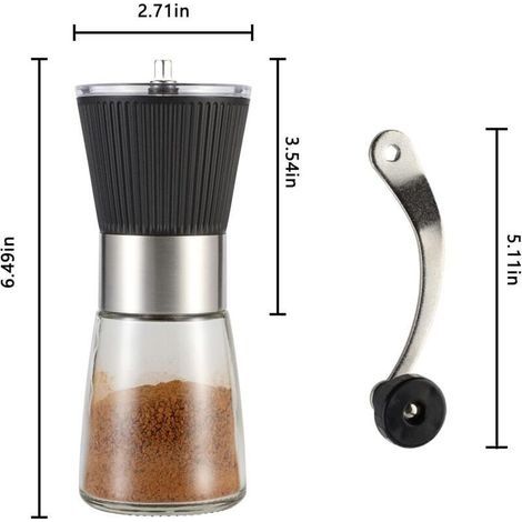 Manuelle Kaffeemühle mit verstellbarem Keramik-Kegelmahlwerk für Aeropress-Espressofilter und French Press, Schwarz (1/3)