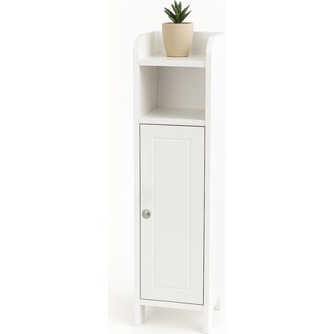 Armadio da bagno Relaxdays, 5 scomparti, HxLxP: 80 x 18 x 20 cm, chiusura magnetica, stile rustico, bianco