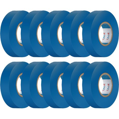 CILIA Pack 10 Cinta Aislante Electricista PVC 19mm x 25m - Adhesivo Profesional Autoextinguible - Certificado IEC 60454 - 600V - Para Reparaciones Eléctricas - Color: Azul (1/5)