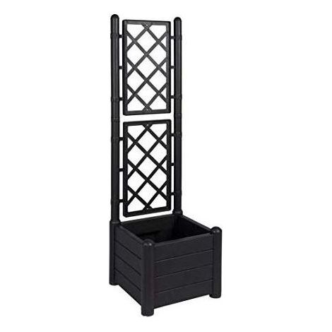 Vaso Fioriera quadrata con rete spalliera componibile H142x43x43 moka marrone porta piante fiori edera e arrampicanti arredo casa