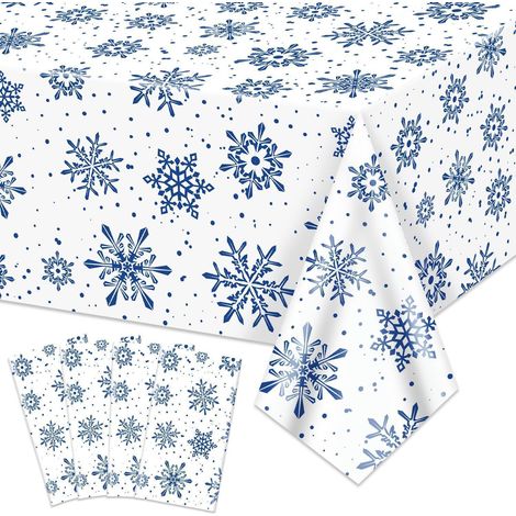 4er Pack Schneeflocken Tischdecken 220x130cm Winter Wunderland Deko