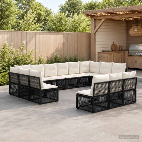 Set Divano da Giardino 13 pcs Nero polyrattan vidaXL (1/5)