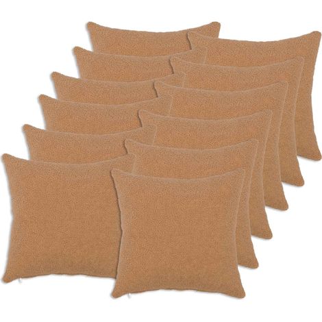 Housse de coussin 12 pcs HEERLEN Beige 45 x 45 cm Bouclé vidaXL