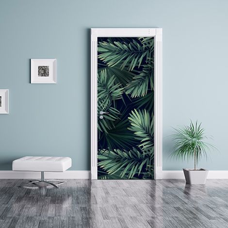 Sticker adhésif déco Jungle sombre pour portes et placards, 204 cm X 83 cm (1/4)