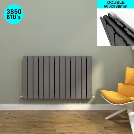 ELEGANT Anthracite Designer Radiator 600 x 988 mm Horizontal Double Flat Panel