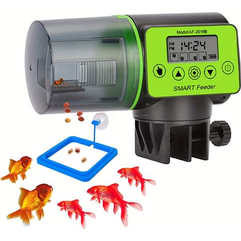Distributeur automatique de nourriture pour poissons d'aquarium – avec affichage de la minuterie convient aux petits aquariums. (1/5)