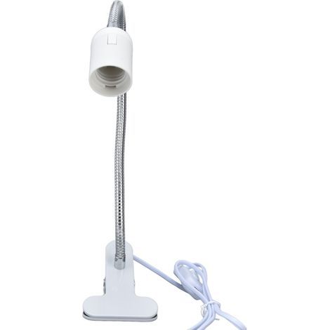 Lampe DE Table Blanche, Support E27 E26 Ampoule à Tête Unique E27 PINCE 360 Degrés Réglable DE Matériau Durable Clamp/Holder 100 à 240 VOIGNE LAMPS BURIS PLIGS L 100 240V (Prise UE) (1/5)