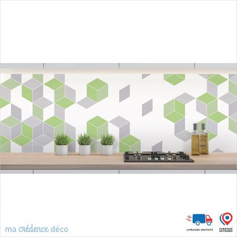 Crédence : Cubes et couleurs 5 - Couleur Vert jaune - Alu composite - 60 - 120 (1/3)