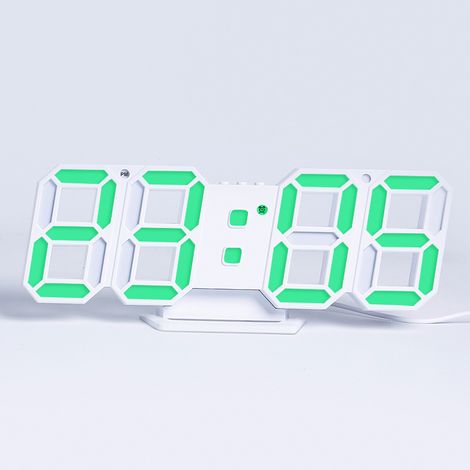 Réveil numérique 3D – Horloge murale LED avec affichage de l'heure, luminosité automatique (3 niveaux), fonction snooze, date et température – Veilleuse moderne – Verte