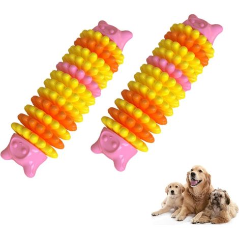 Set mit 2 raupenförmigen Hunde-Beißspielzeugen, geeignet für Hunde, die gerne kauen, aus ungiftigem TPR-Material, langlebig, geeignet für kleine und mittelgroße Hunde, interaktives Outdoor-Trainingssp