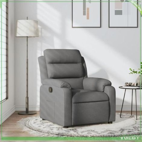 Fauteuil inclinable - 3205721 - Tissu gris foncé - Inclinaison manuelle 135° - Cadre bois et métal (1/5)