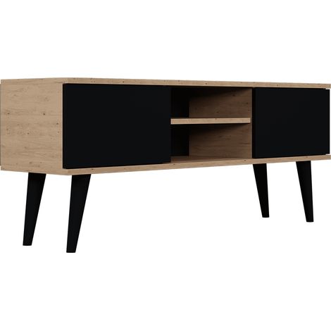 Mueble TV 120 cm Toronto - Negro y madera