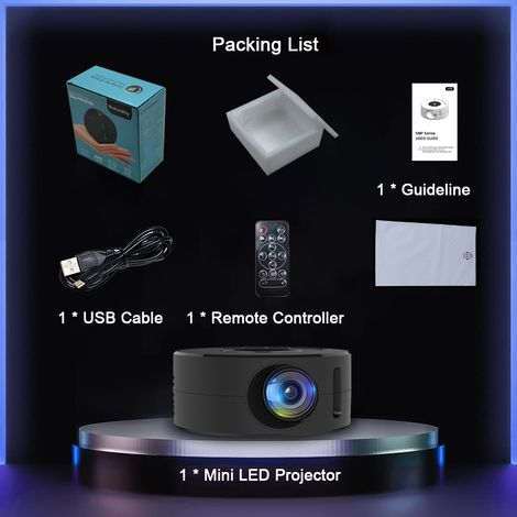 Mini projecteur LED domestique, dispositif de Projection Portable, lentille optique, écran LCD 320x180, avec fonction de mise en miroir des fils (1/5)