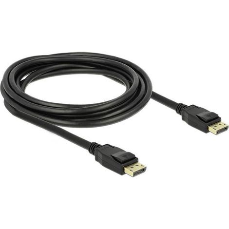 Câble de raccordement Delock DisplayPort Fiche mâle DisplayPort, Fiche mâle DisplayPort 3.00 m noir 83807 contacts dorés Câble DisplayPort C697911