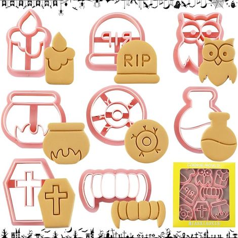 CCYKXA Halloween Cookie Cutters 8 Pieces 3D Plastic Cookie Cutters for Kids Halloween Cat Cookie Mold for Halloween Party Supplies Decorations (1/5)