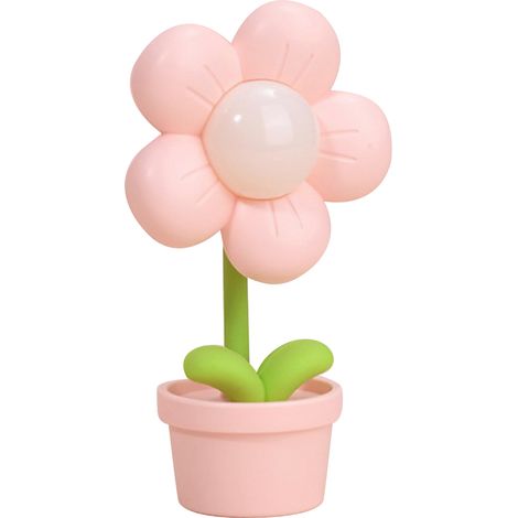 Ortviai Veilleuse en forme de fleur rose – Lampe de chevet souple 360°, à piles intégrées, LED économe en énergie (1/5)