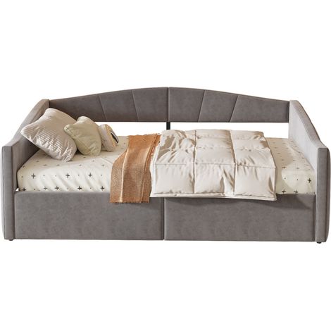 Letto contenitore 140x200 cm in velluto grigio con sollevamento idraulico - CHICFURN (1/5)