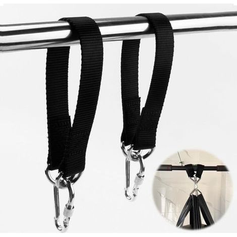CSPARKV 2 Pièces Sangles de Suspension pour hamac,Kit de Suspension pour Hamac et Balançoire, Inclus 2 Mousquetons et 2 Anneaux en D, Sangle hamac, Sangle balancoire Arbre pour Jardin et Intérieur (1/5)