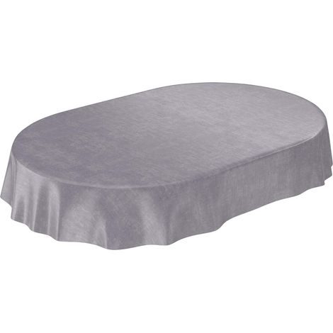 Nappe de Table en Toile cirée - Gris béton - Forme Ronde, rectangulaire et Ovale - 180x140cm - Bords découpés (1/5)