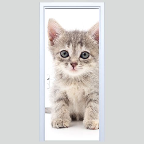 Türsticker aus Stoff mit grauem Katzenmotiv 236PD