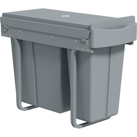 CHICFURN Cubo de basura de cocina extraíble 30 L gris metálico con 2 cubos, bajo encimera (1/5)