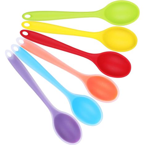 Cuillère En Silicone - 20,5 cm - Résistant À La Chaleur Jusqu'à 204 °C - Pour Cuisiner Pâtisser Mélanger - Lot De 6 (1/5)