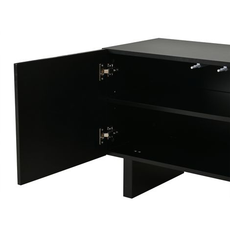 Meuble TV noir 180 × 40 × 55 cm en aggloméré, moderne avec 4 portes